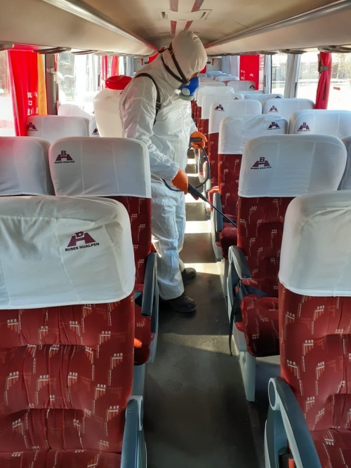 BUSES HUALP&Eacute;N REDOBLA MEDIDAS DE HIGIENE PARA ENFRENTAR CONTINGENCIA DE COVID-19